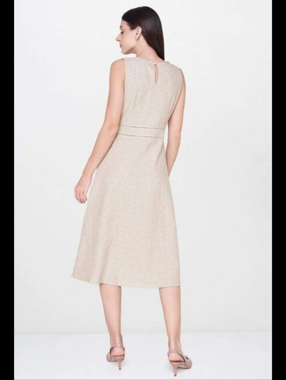 AND Natural Dress Cream Midi Dress with Floral Embroidery Size 14 - Picture 3 of 16